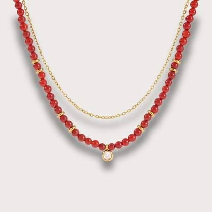 Red Beads Double Necklace