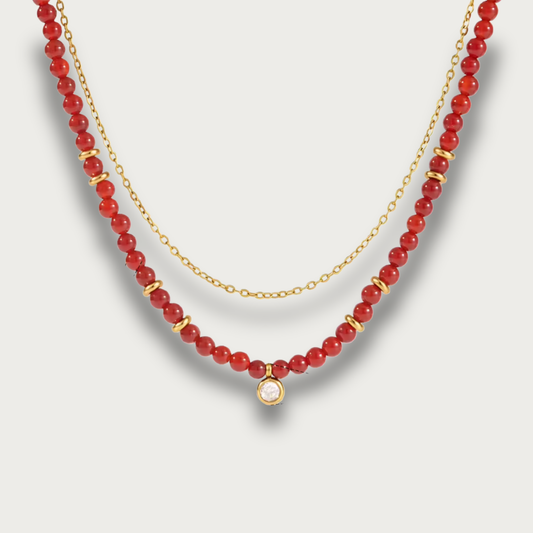 Red Beads Double Necklace