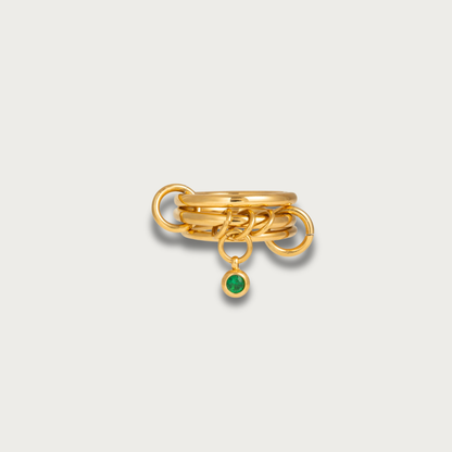 Circle Green Zirconia Pendant Multi Ring