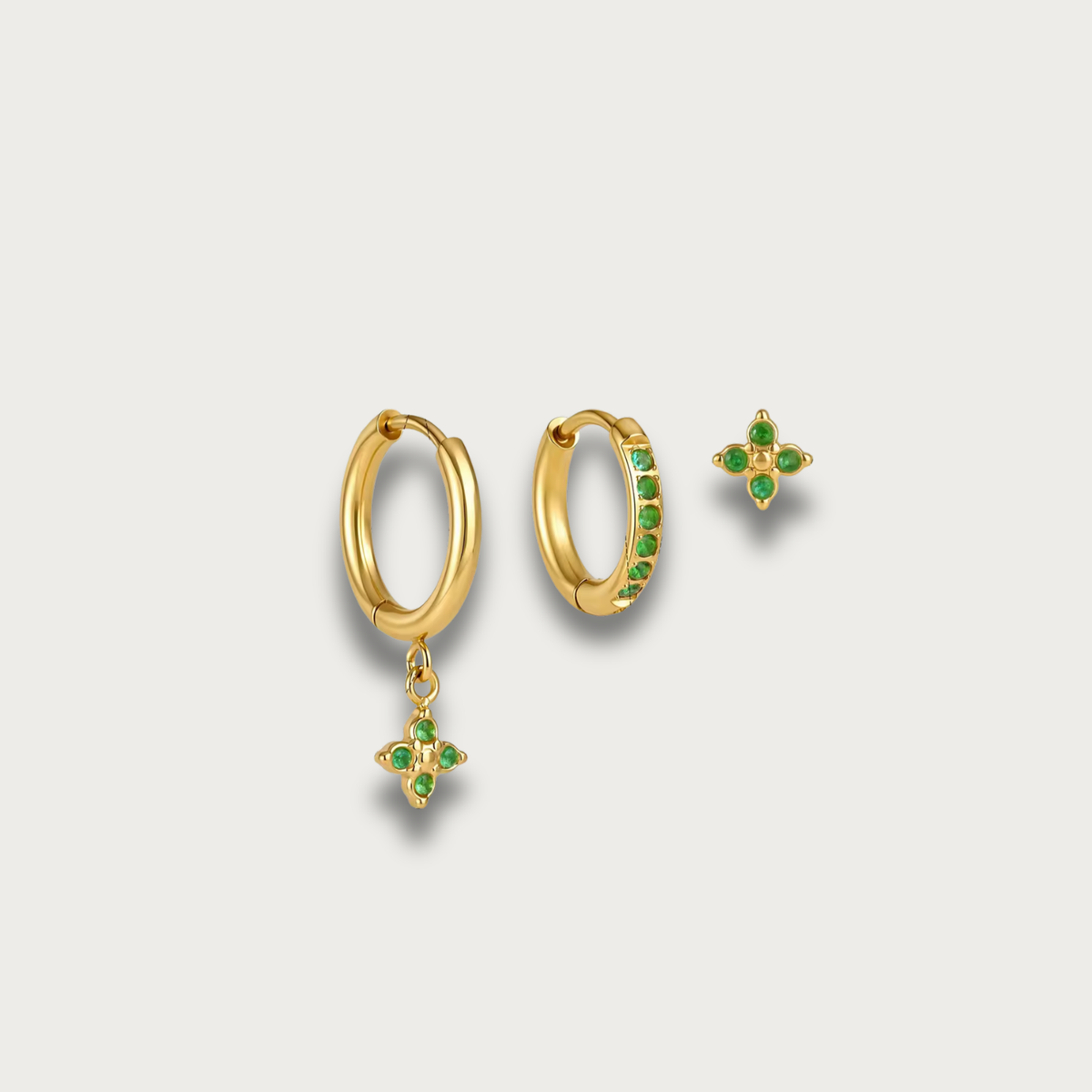 Green Zirconias Earrings Set