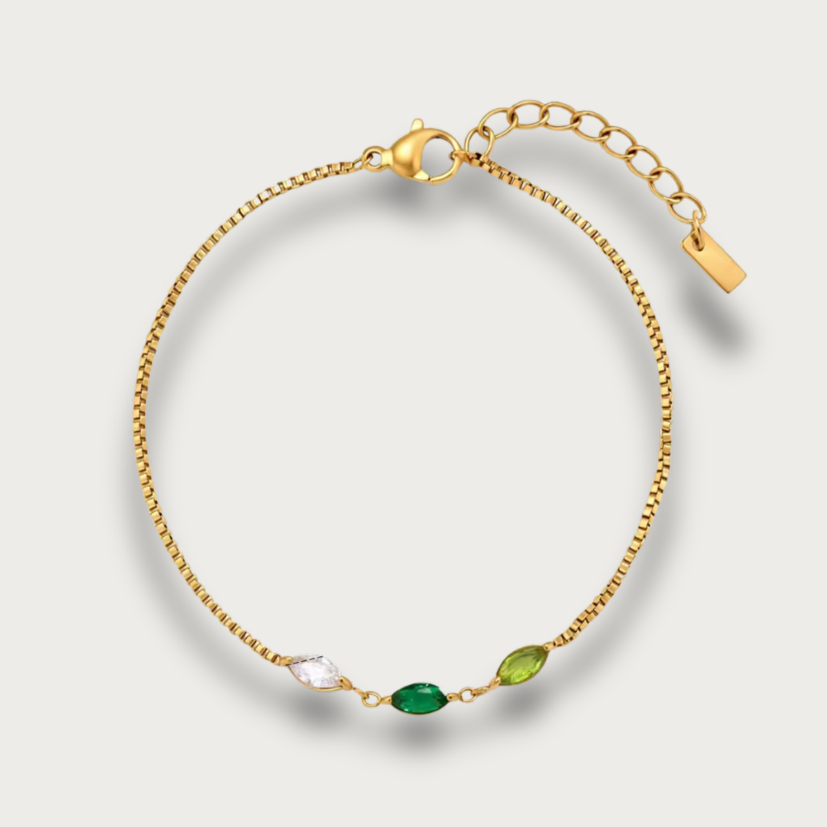 Eye Shaped Green Color Zirconias Bracelet