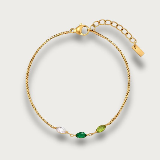 Eye Shaped Green Color Zirconias Bracelet