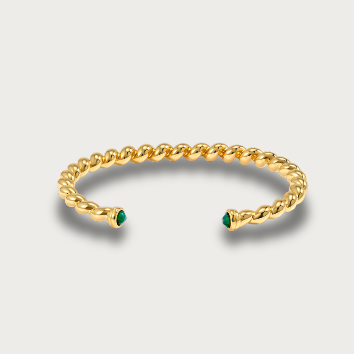 Green Zirconias Twisted Cuff Bracelet