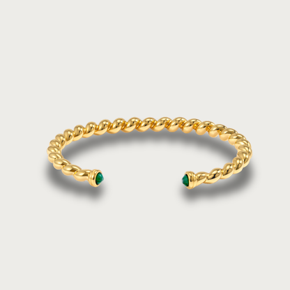 Green Zirconias Twisted Cuff Bracelet