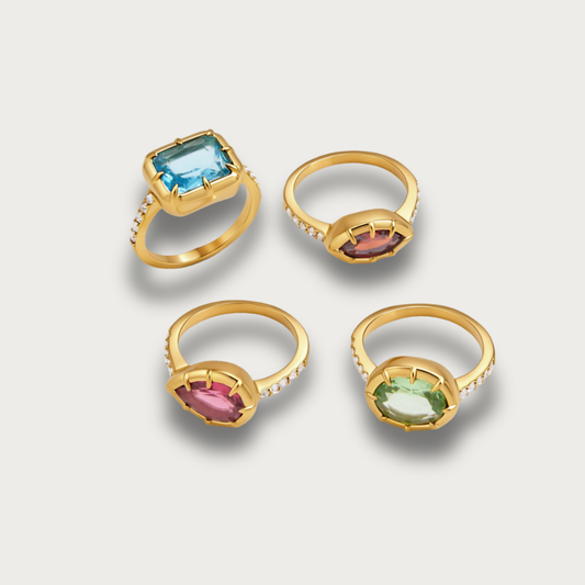 Colorful Zirconia Stone Ring Variety