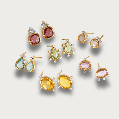 Colorful Zirconia Stud Earrings Variety