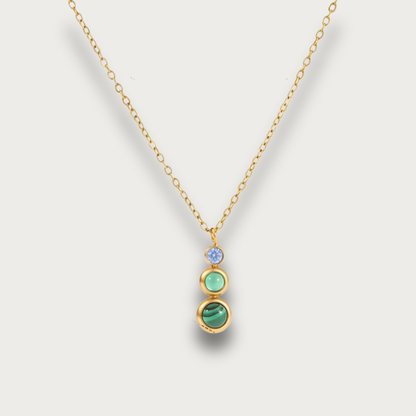 Green Mini Stones Circles Pendant Necklace