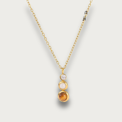 Brown Mini Stones Circles Pendant Necklace