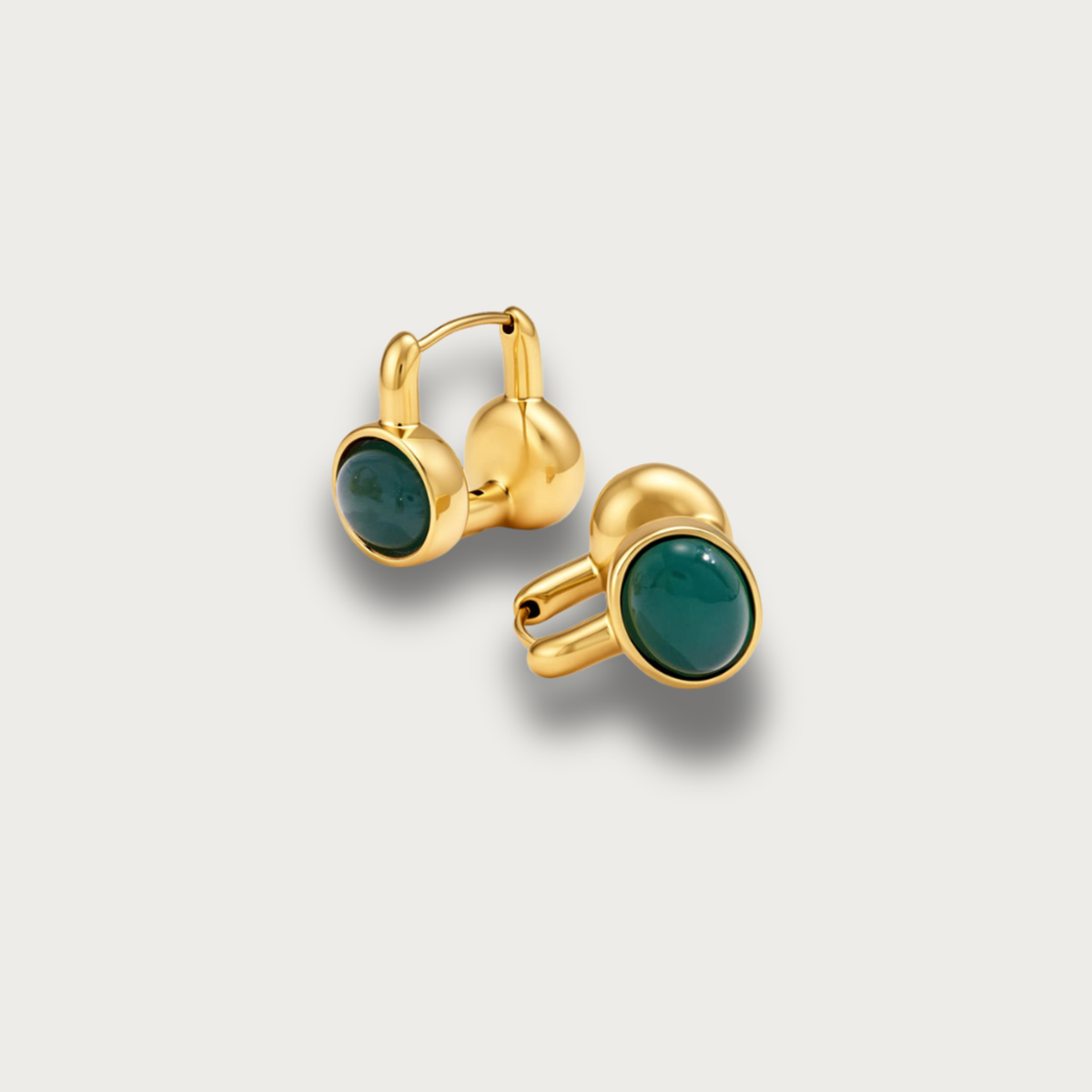 Green Oval Irregular Hoop Earrings