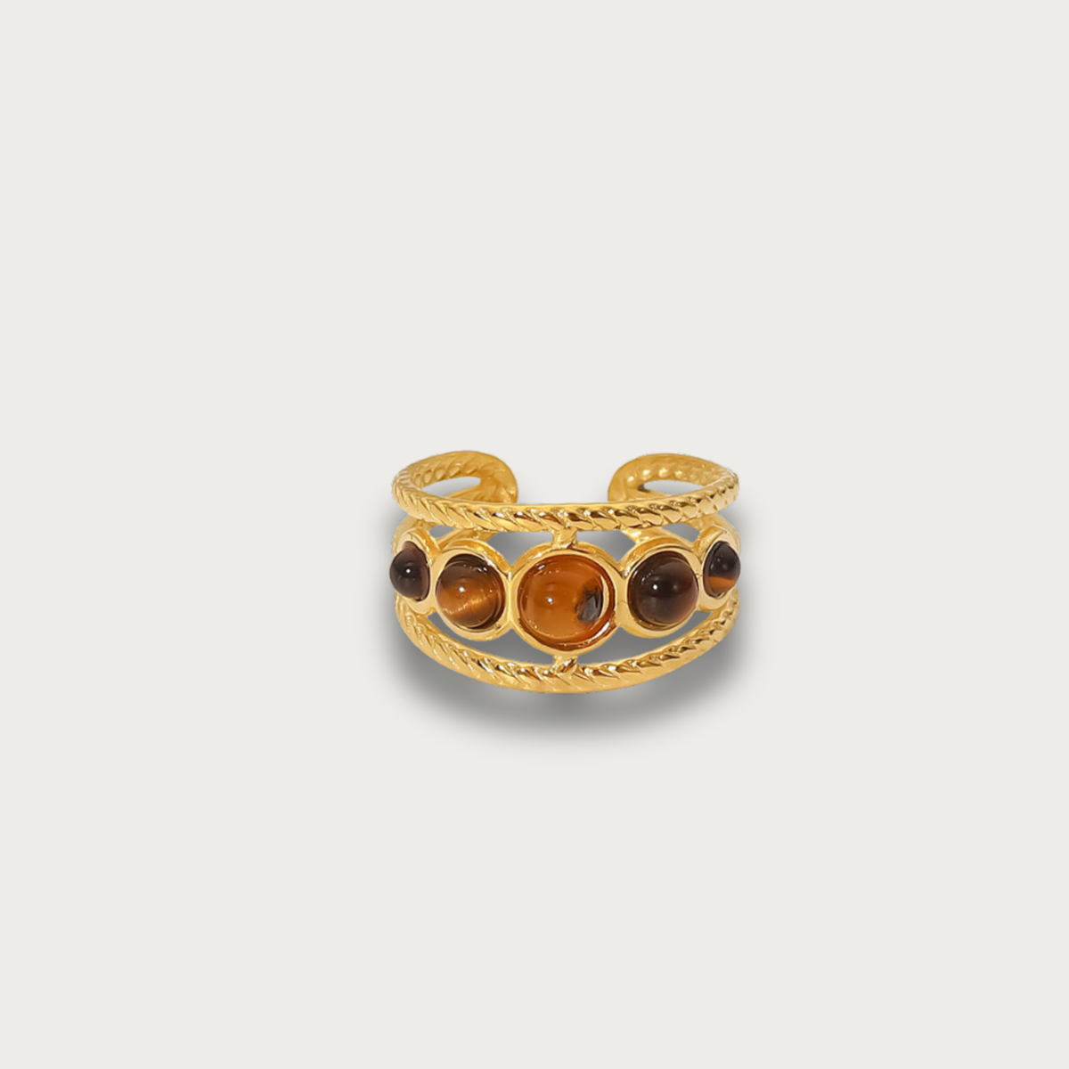 Brown Stones Adjustable Ring