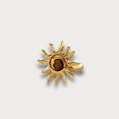 Brown Stone Sun Shaped Ring