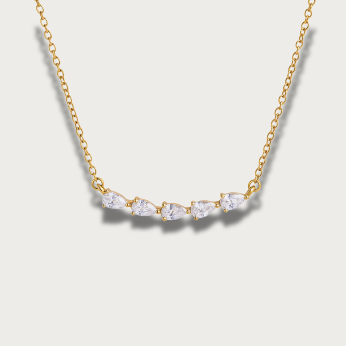Drop Zirconias Pendant Gold Necklace