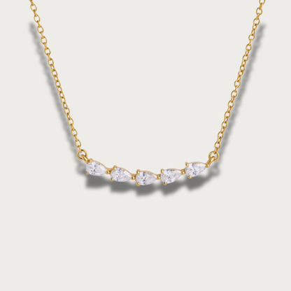Drop Zirconias Pendant Gold Necklace