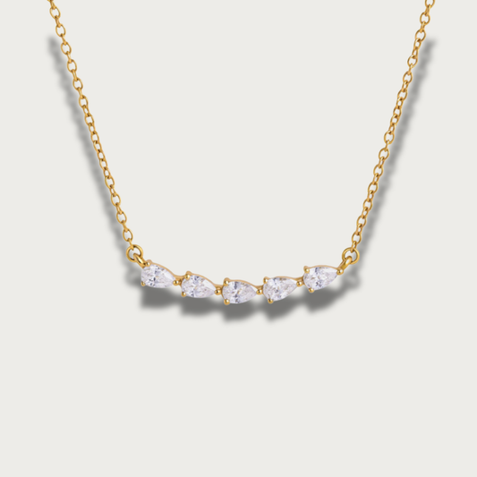 Drop Zirconias Pendant Gold Necklace
