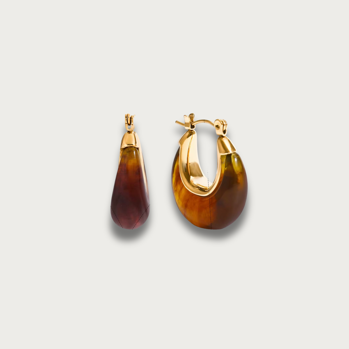 Brown Stone Hoop Earrings