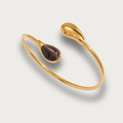 Brown Stone Open Cuff Bracelet