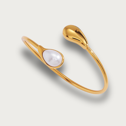 Pearl Stone Open Cuff Bracelet