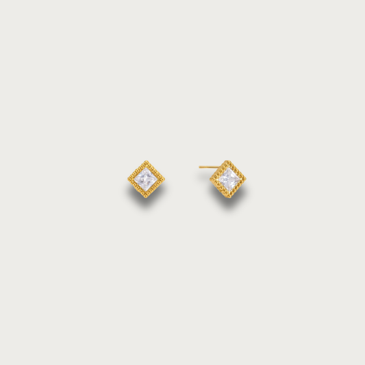 Square Zirconia Stud Earrings