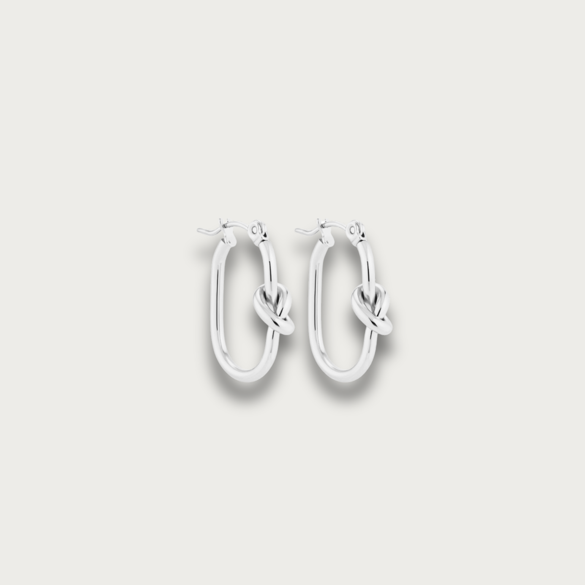 Silver Knot Oval Hoop Earrings