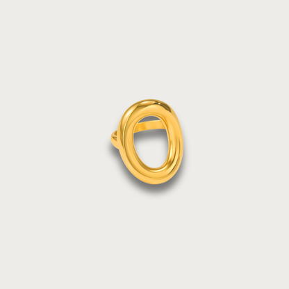 Gold Hollow Oval Statement Ring