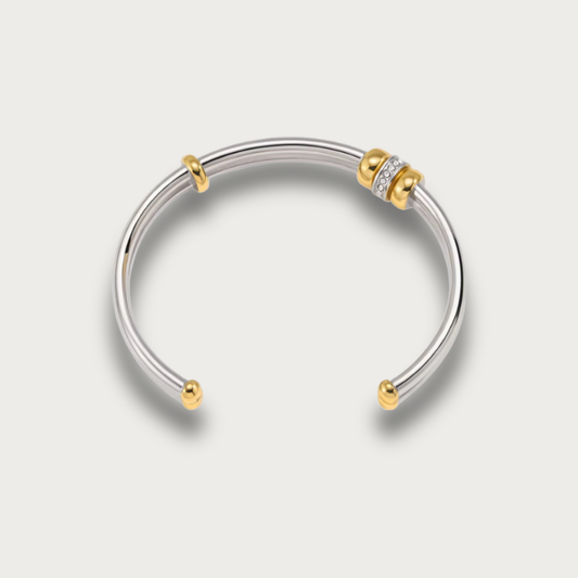 Two Tone Dainty Zirconias Cuff Bracelet