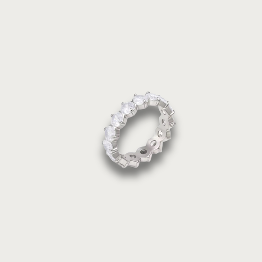 Silver Zirconias Band Ring