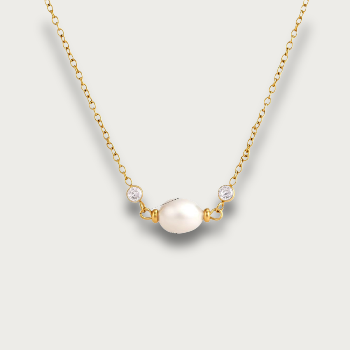 Minimalist Pearl & Zirconias Pendant Necklace