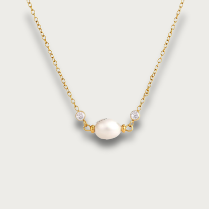 Minimalist Pearl & Zirconias Pendant Necklace