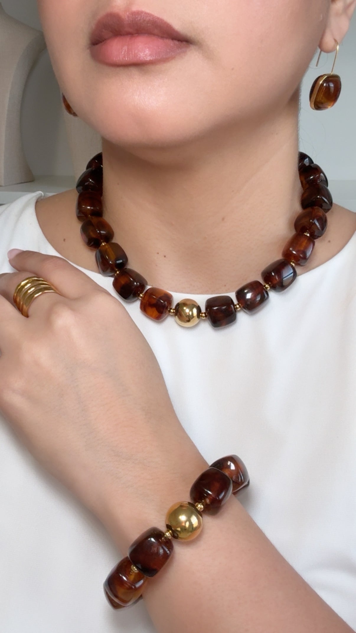 Brown Resin Square Shape Bracelet