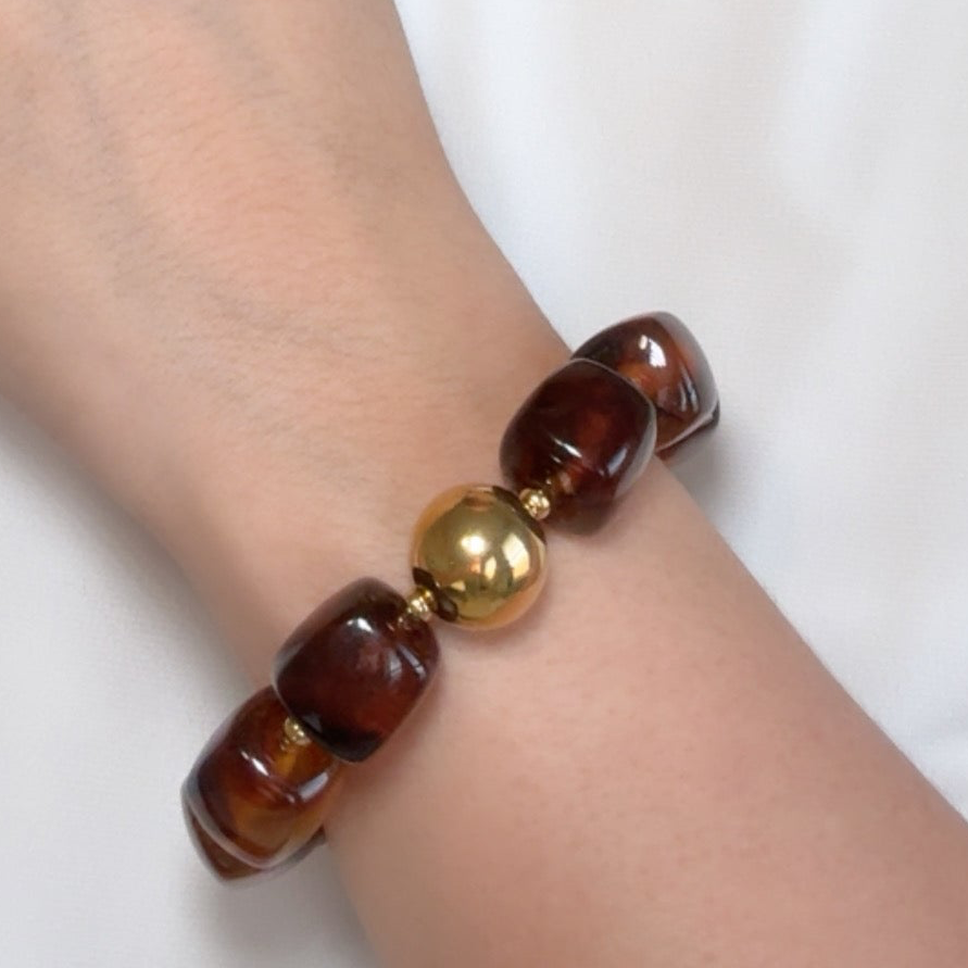 Brown Resin Square Shape Bracelet