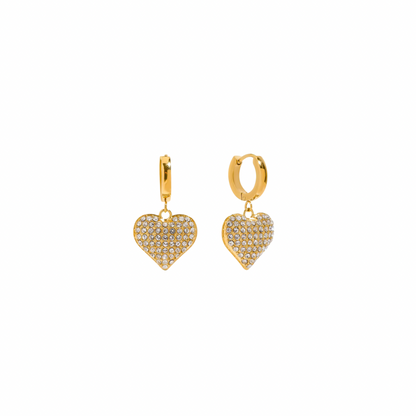 Zirconias Heart Pendant Huggie Earrings