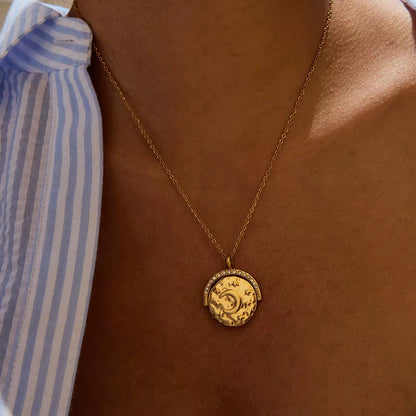 Moon & Sun Zirconias Pendant Necklace