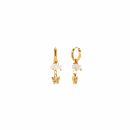 Zirconias Butterfly Pendants Huggie Earrings