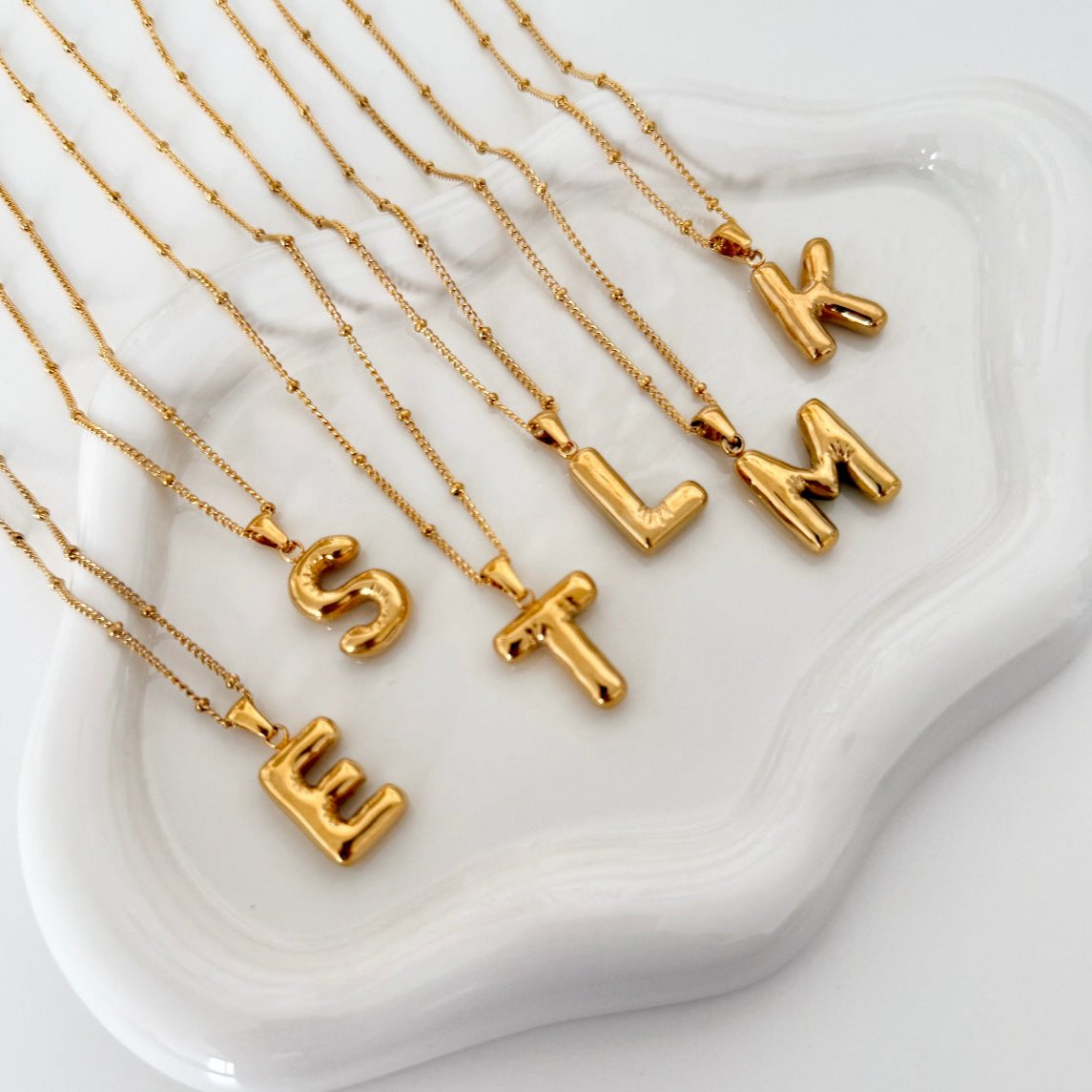 SS Chunky Bubble Initial Necklace