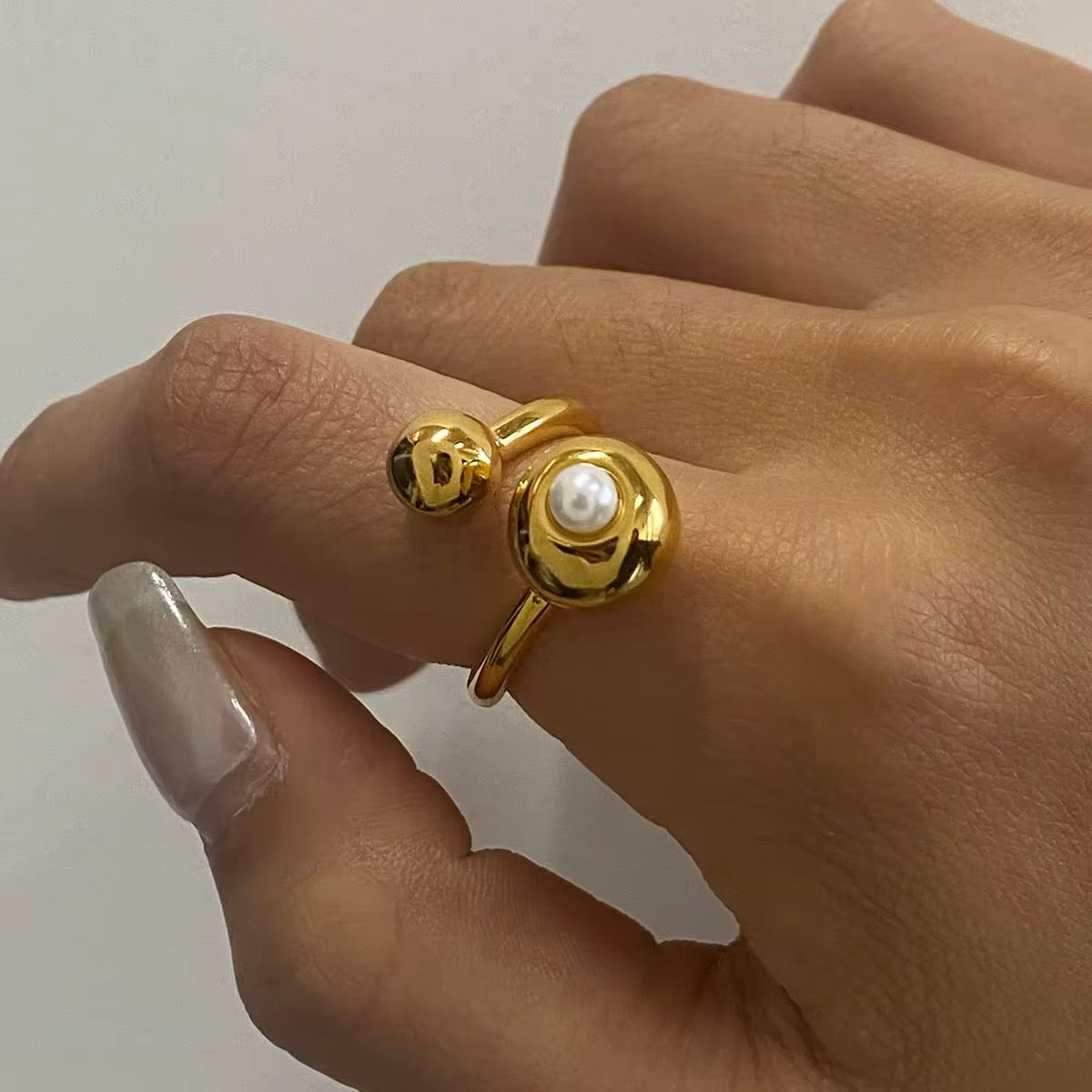 Ball Pearl Open Ring