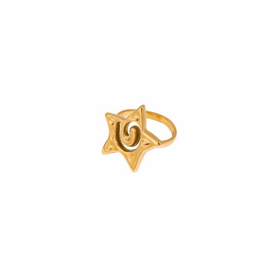Star Hammered Swirl Ring