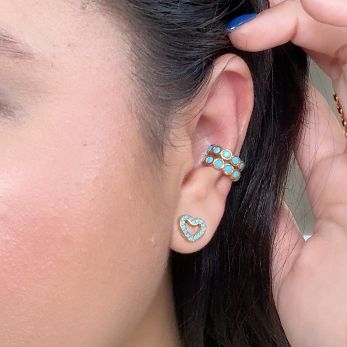 Turquoise Heart Earrings Set