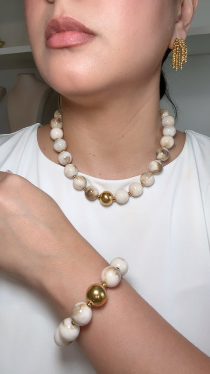 Cream Resin Balls Bracelet