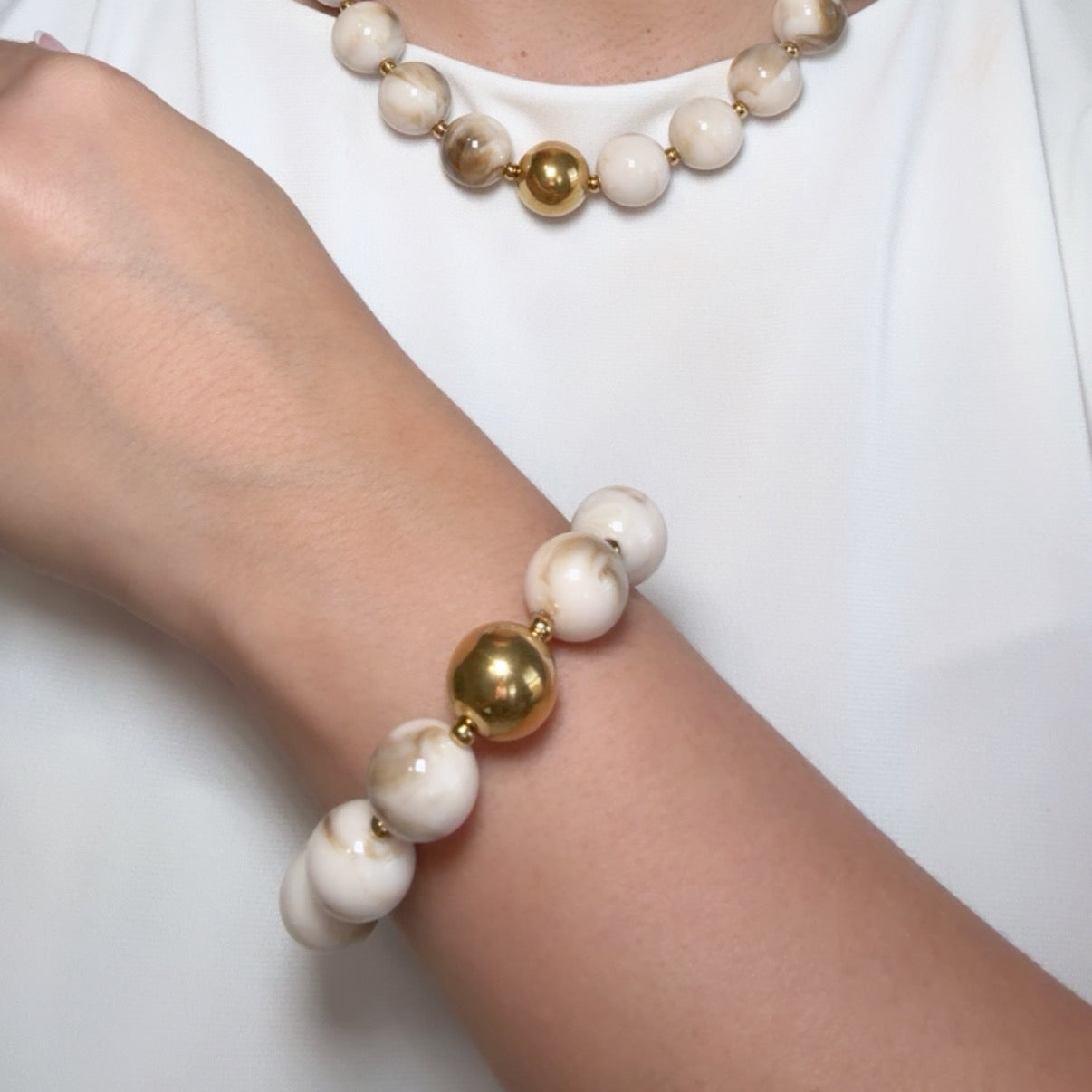 Cream Resin Balls Bracelet