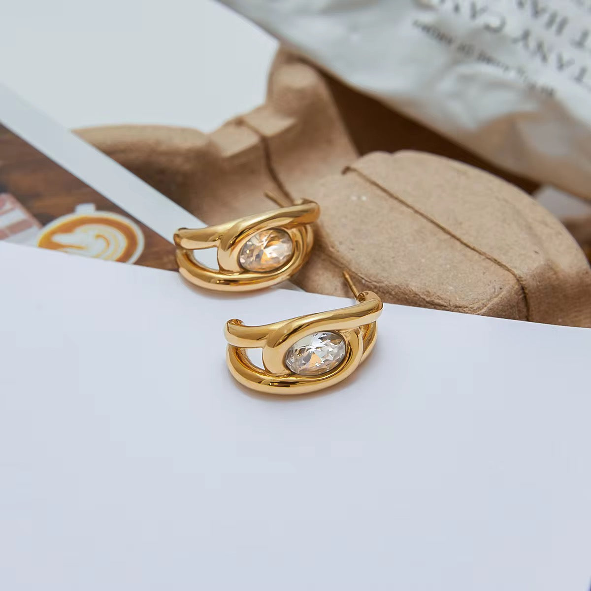 Oval Zirconia Hoop Earrings