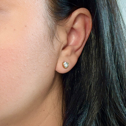 Mini Zirconia Heart Studs Earrings