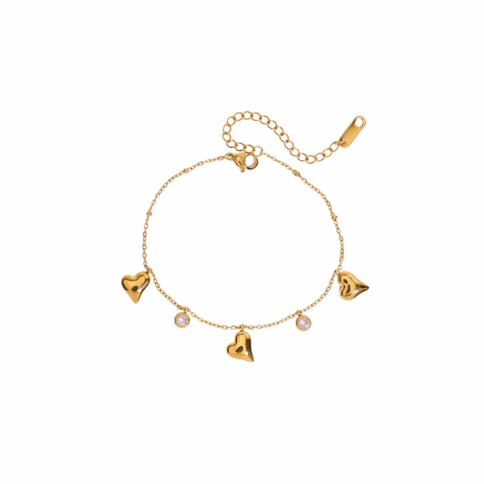 Hearts & Zirconias Charms Bracelet