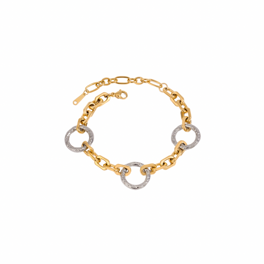 Two Tone Textured Chain Bracelet