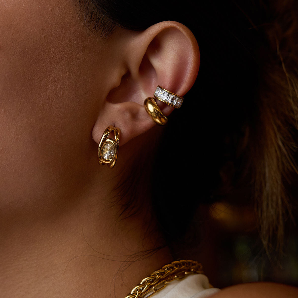 Rectangular Zirconias Earcuff Set