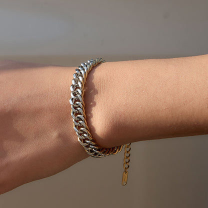 Two Tone Cuban Chain Bracelet
