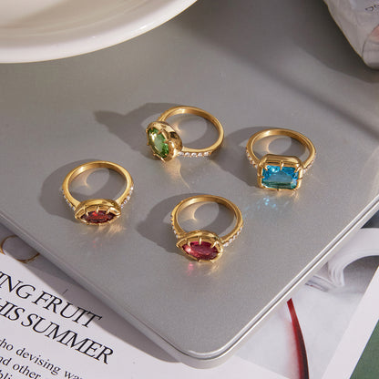 Colorful Zirconia Stone Ring Variety