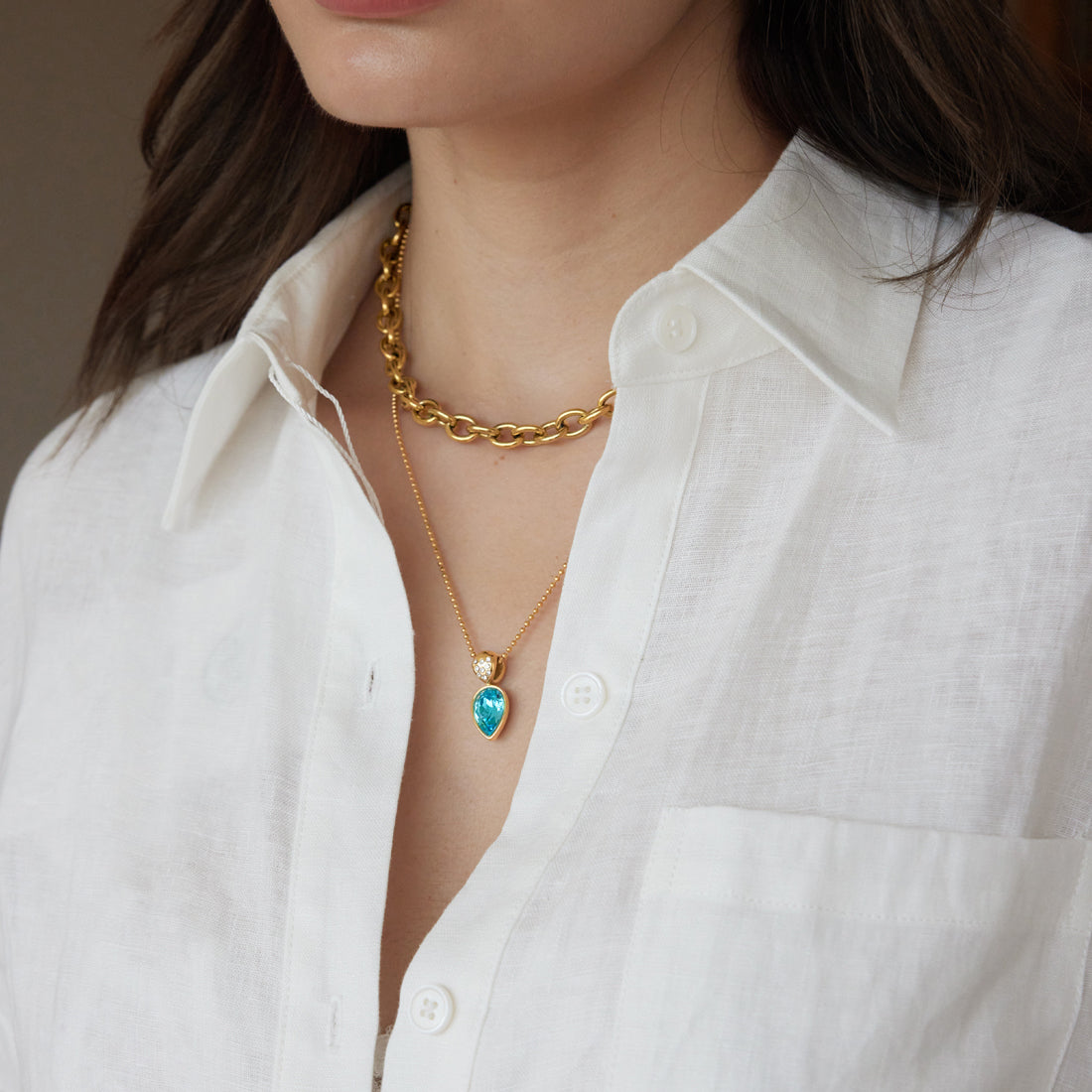Colorful Zirconia Pendant Necklace Variety