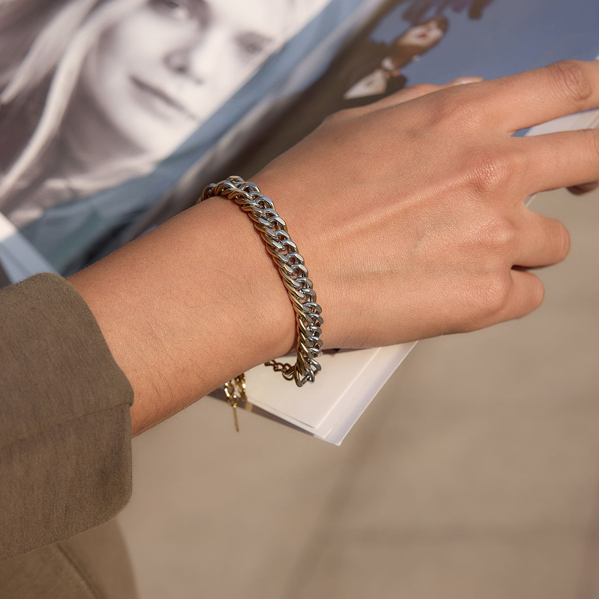 Two Tone Cuban Chain Bracelet