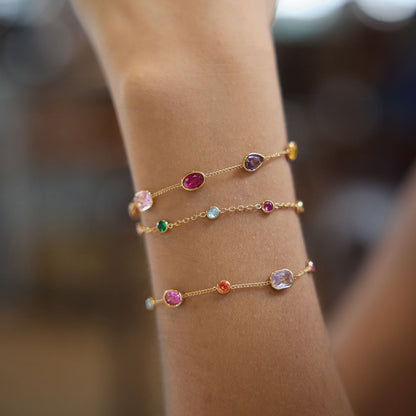 Oval, Rectangle & Drop Colorful Zirconias Bracelet