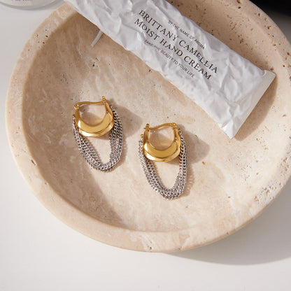 Two Tone Chain Hoop Earrings